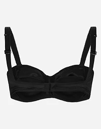 Satin balconette bra with lace detailing