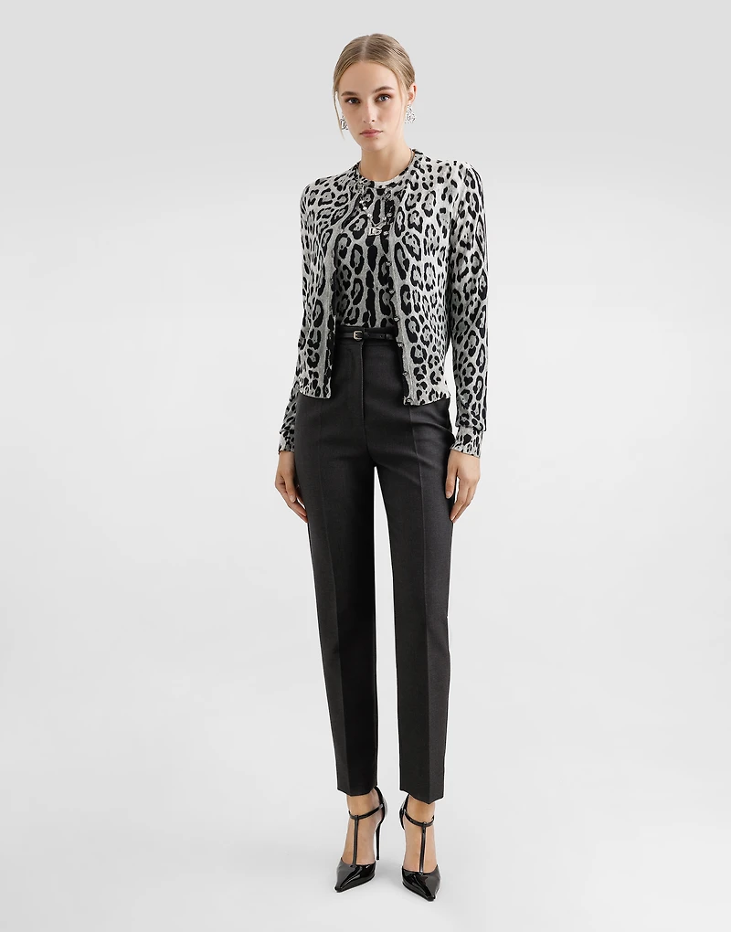 Leopard-print silk cardigan