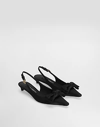 Satin slingbacks with bow detail