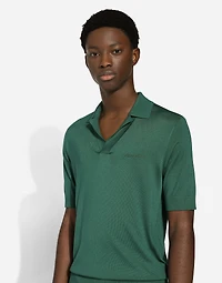 Silk polo-shirt with Dolce&Gabbana embroidery