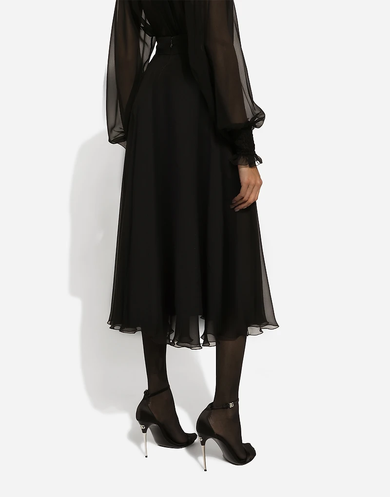 Chiffon calf-length circle skirt