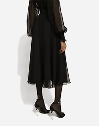 Chiffon calf-length circle skirt