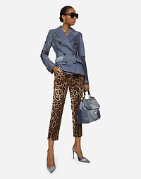 Leopard-print drill pants