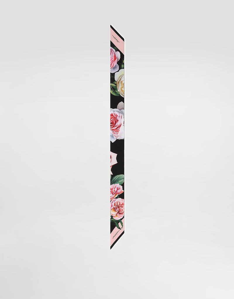 Twill headscarf with peony and rose print (6x100)
