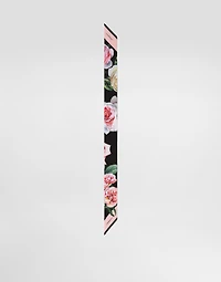 Twill headscarf with peony and rose print (6x100)