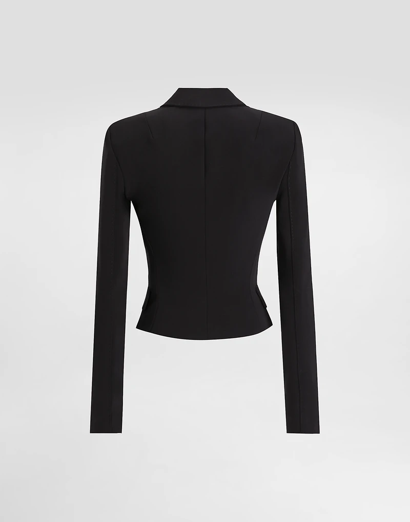 Short single-breasted technical cady jacket