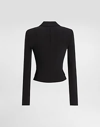 Short single-breasted technical cady jacket