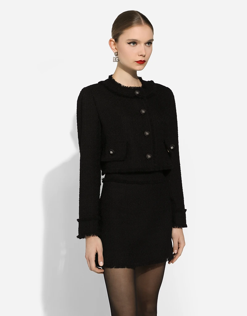 Raschel tweed miniskirt