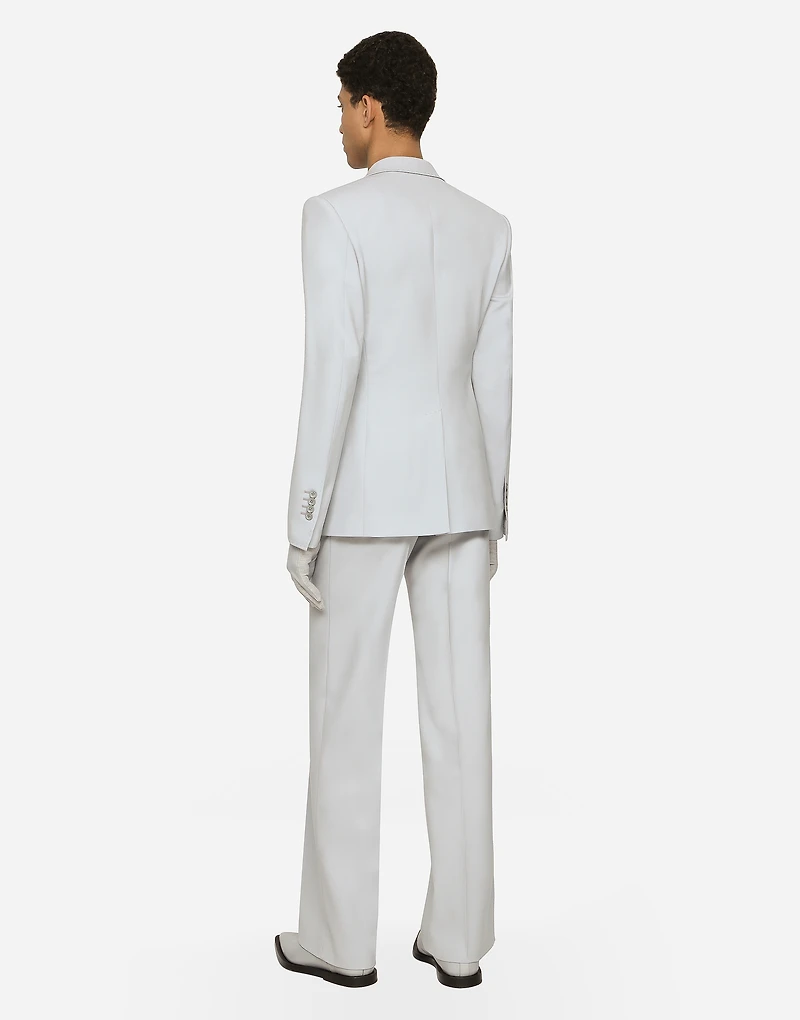 Stretch wool twill pants with straight leg