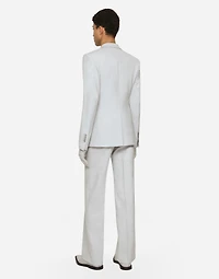 Stretch wool twill pants with straight leg