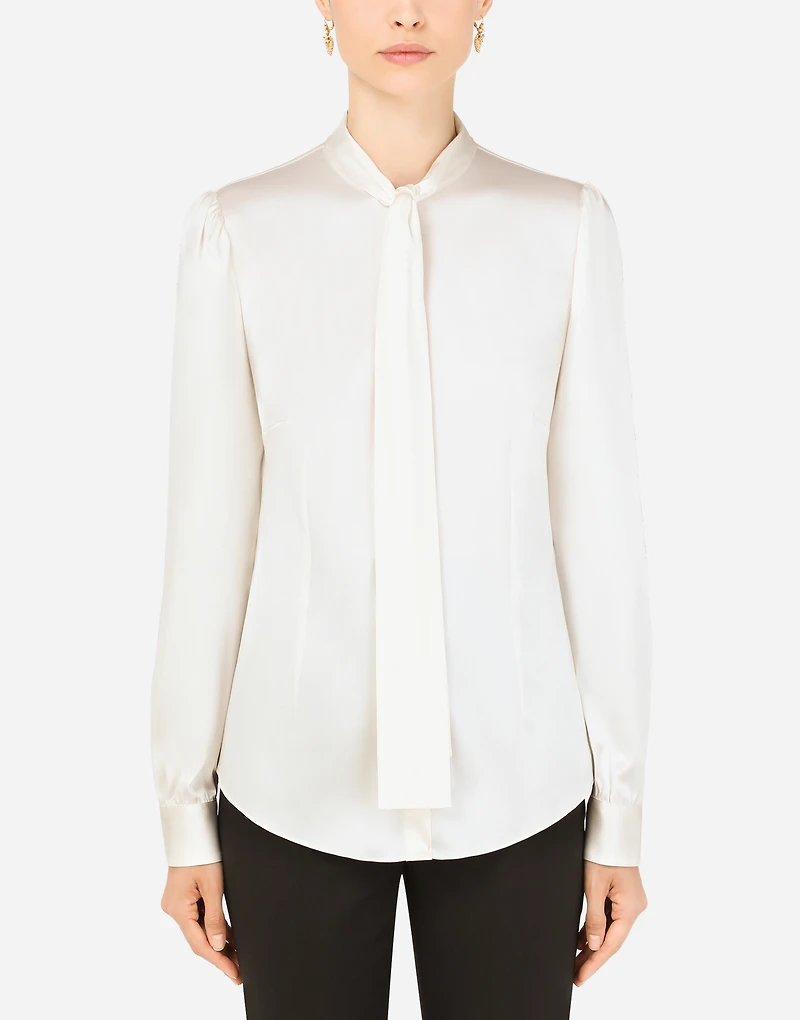 Satin shirt with pearl buttons DG logo