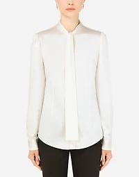 Satin shirt with pearl buttons DG logo