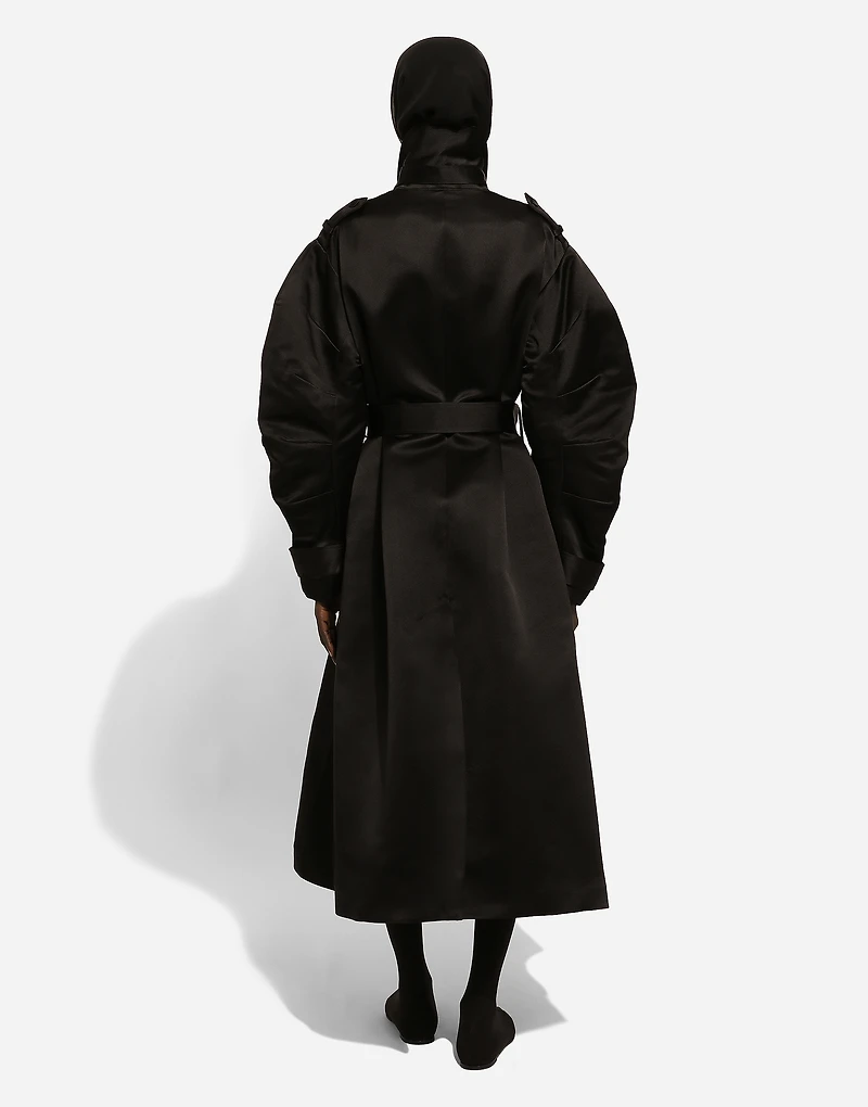 Duchesse trench coat with gathered sleeves