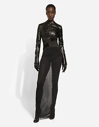 Short leather biker jacket