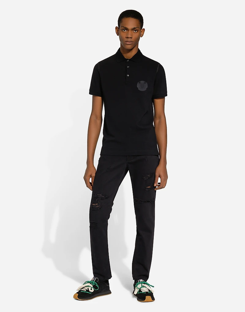 Cotton polo-shirt with DG logo embroidery