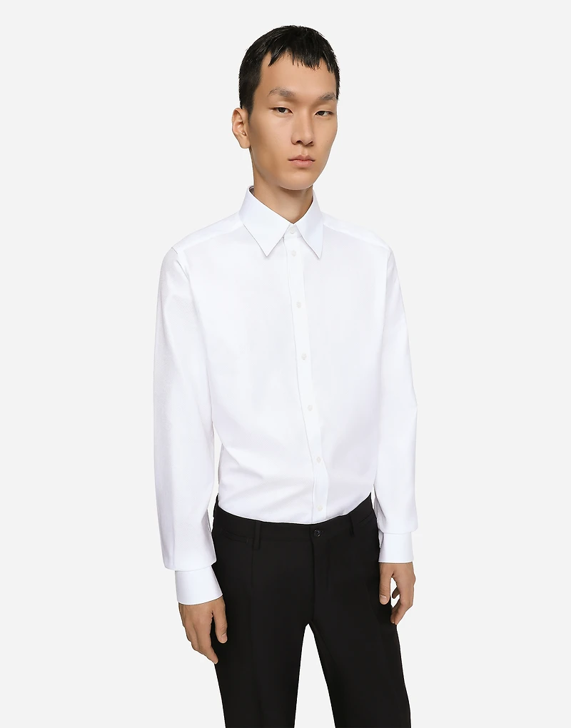 Cotton micro-jacquard Martini-fit shirt