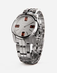 Steel and rhodolite watch