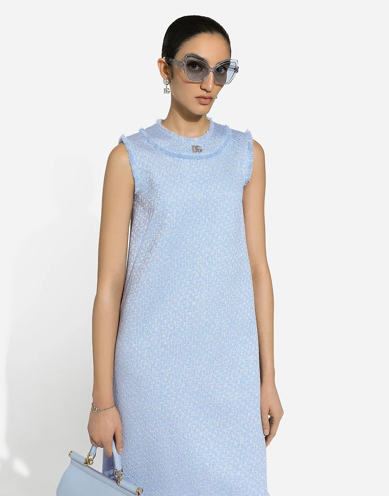 Sleeveless raschel tweed dress with DG logo