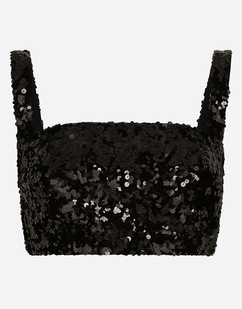 Sequined crop top with straps