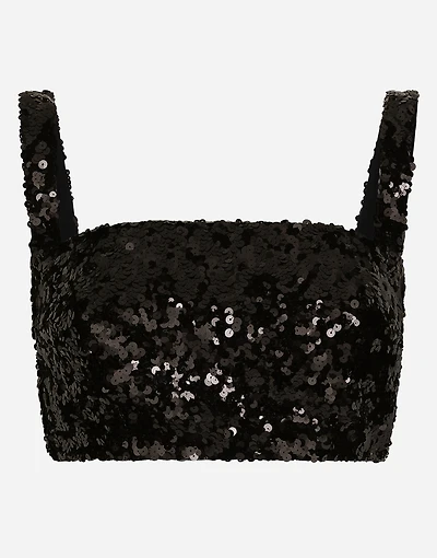 Sequined crop top with straps