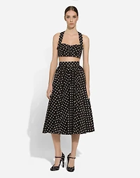 Cotton corset top with polka-dot print