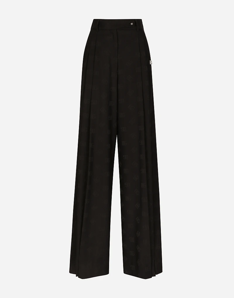 Wool jacquard pants with all-over DG logo