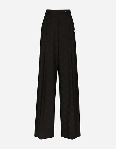 Wool jacquard pants with all-over DG logo