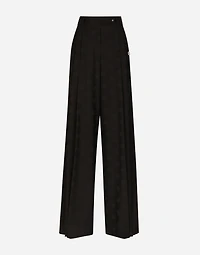 Wool jacquard pants with all-over DG logo