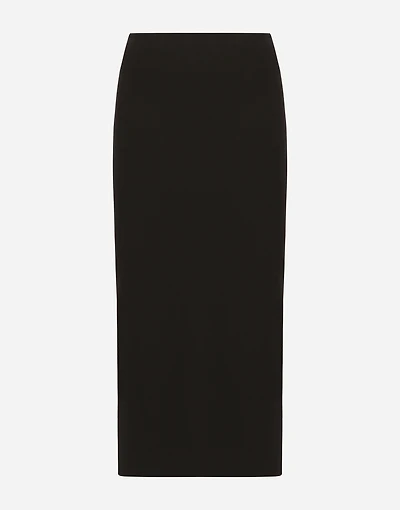 Straight-cut jersey midi skirt