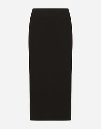 Straight-cut jersey midi skirt