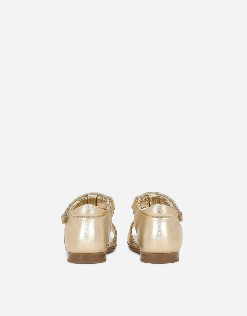 Foiled leather First Steps sandals