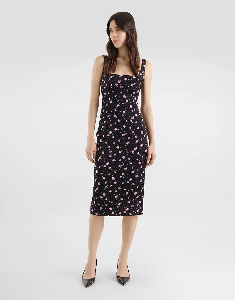Carnations-print sheath dress