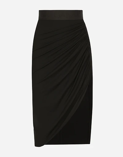Asymmetrical jersey skirt with draping