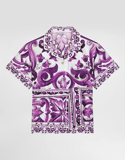 Majolica-print twill shirt