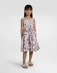 Violets-print poplin dress