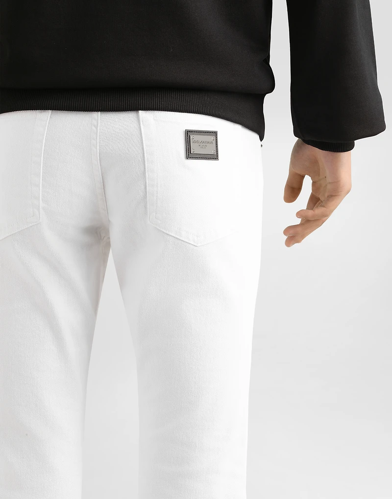 White regular stretch jeans