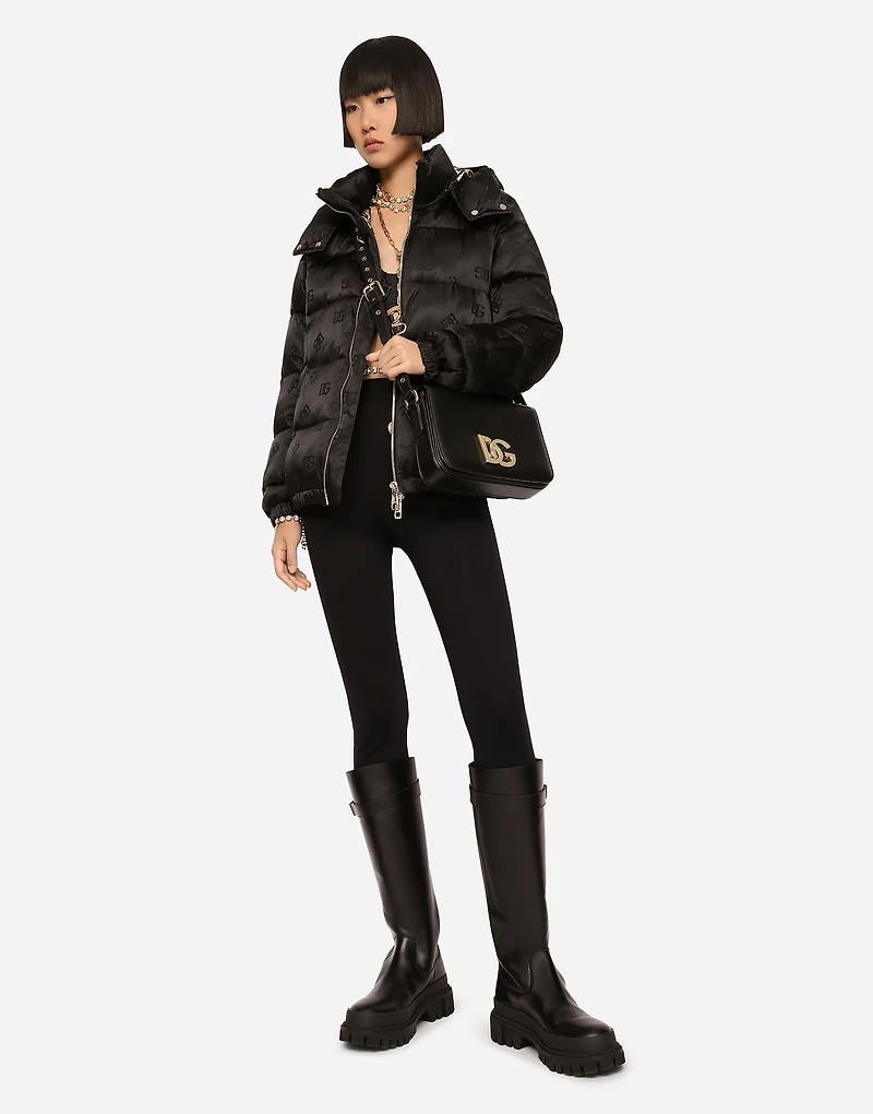 Satin jacquard down jacket with all-over DG logo