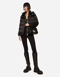 Satin jacquard down jacket with all-over DG logo