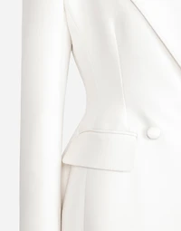 Long double-breasted wool cady coat