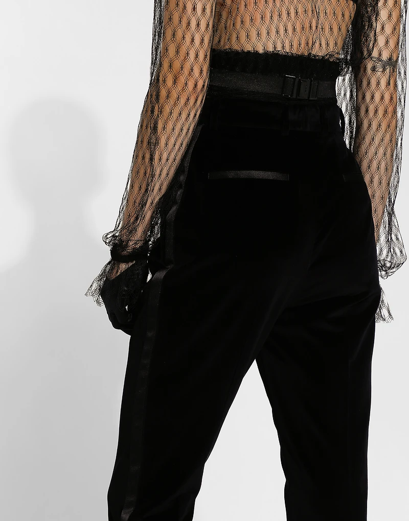 Tailored velvet tuxedo pants
