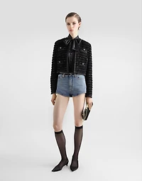 Satin shirt with pussy-bow