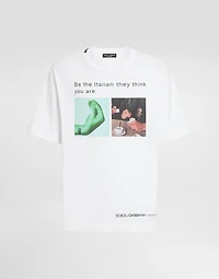 Cotton T-shirt with hand and coffee print