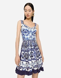 Short majolica print dress