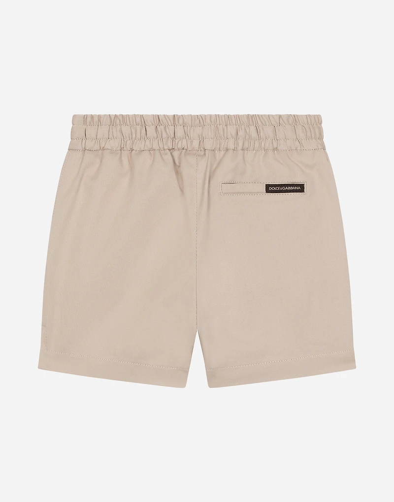 Gabardine shorts with branded label