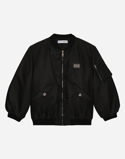 Twill bomber jacket with logo tag
