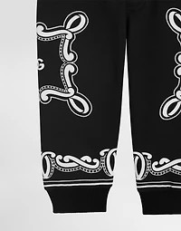 Cotton fleece jogging pants with bandanna print