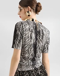 Fur-print silk sweater
