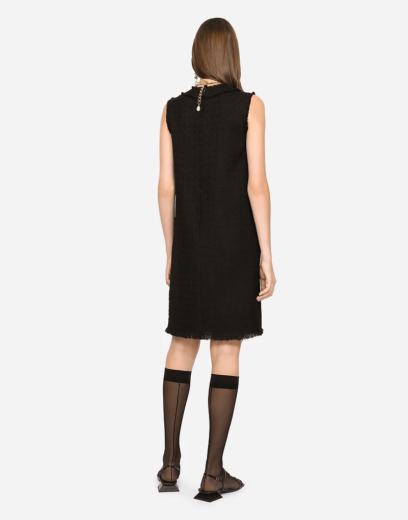 Raschel tweed calf-length dress with DG logo