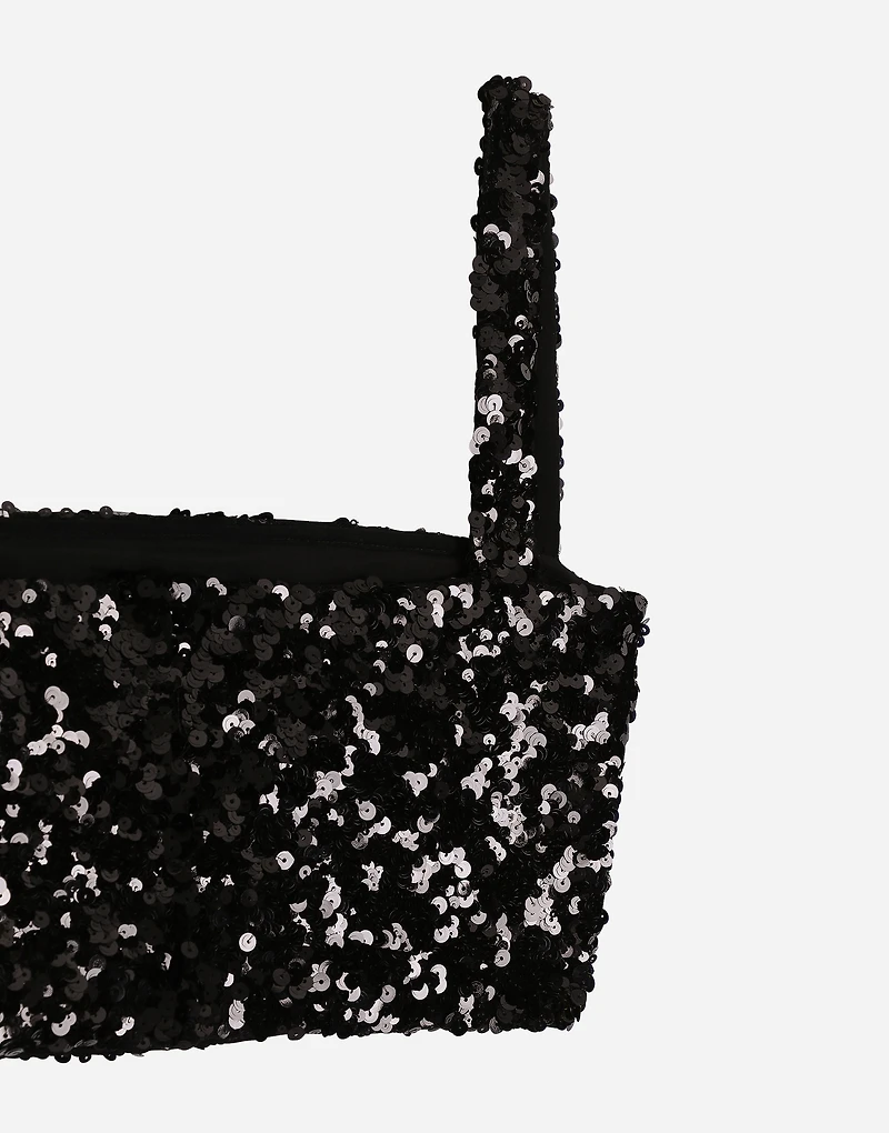 Sequined crop top with straps