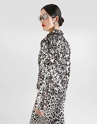 Short single-breasted jacket with sequin embellishment